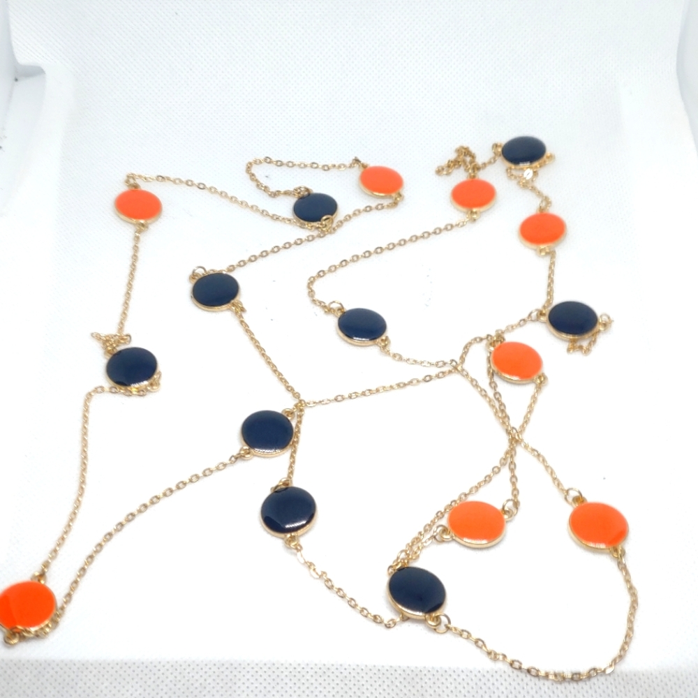 Orange/Black gold chain rope necklace